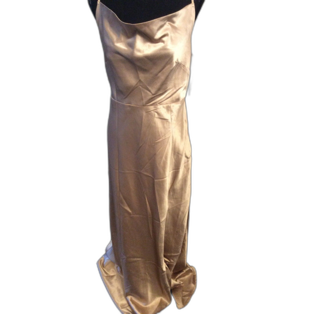 Birdy Grey Formal Bridesmaid Prom Slip Dress Gold Medium M
